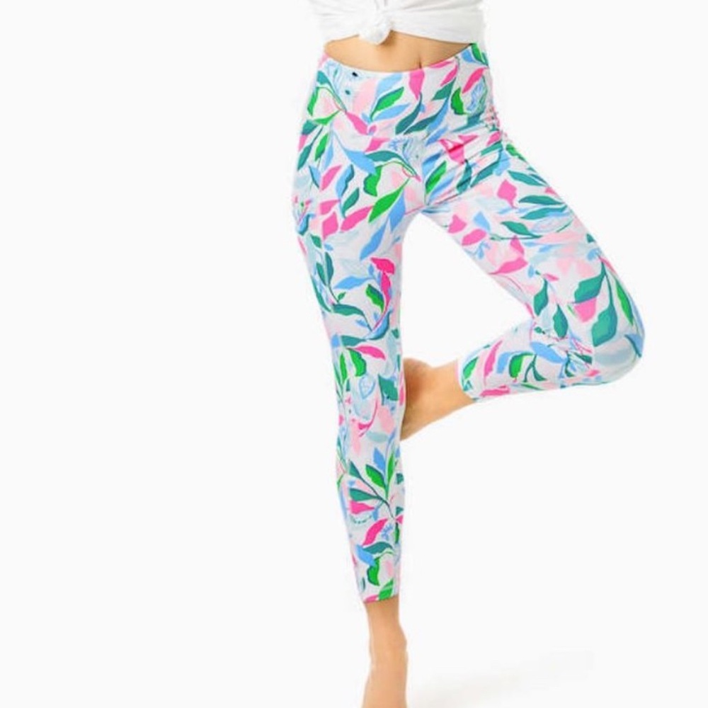 NWT Lilly Pulitzer Weekender High Rise Leggings Resort White Holding Court XS